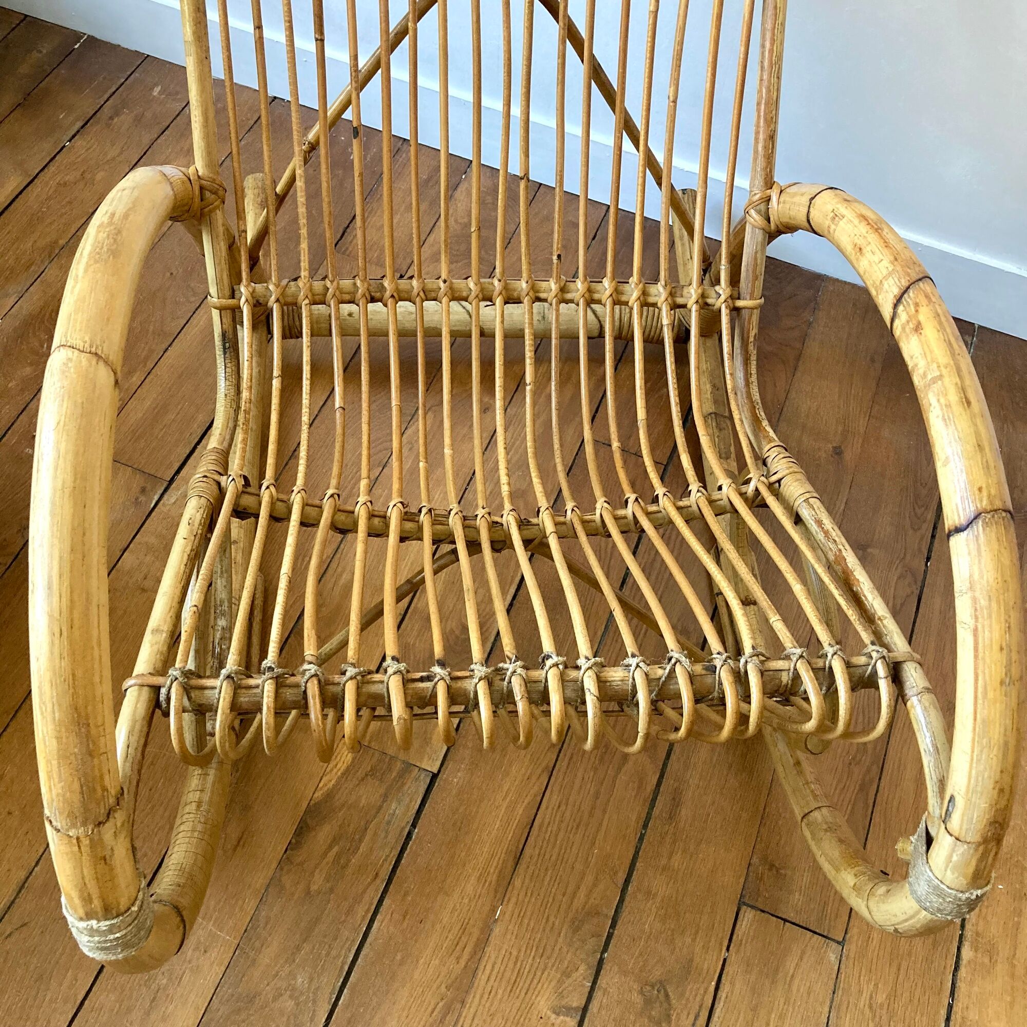 Rocking chair rattan Rohe Noordwolde 60s or rocking chair