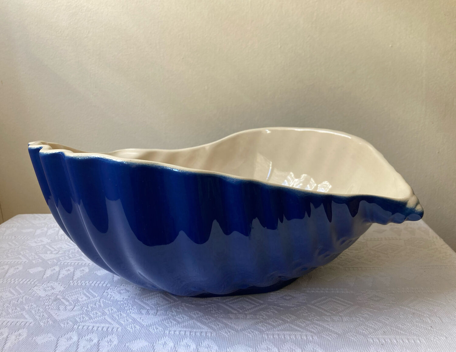 Saladier bleu coquillage Appolia vintage fabriqué en Bretagne