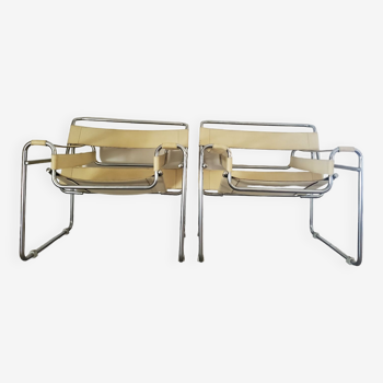 Paire de fauteuils Wassily B3 Crème(Marcel Breuer)