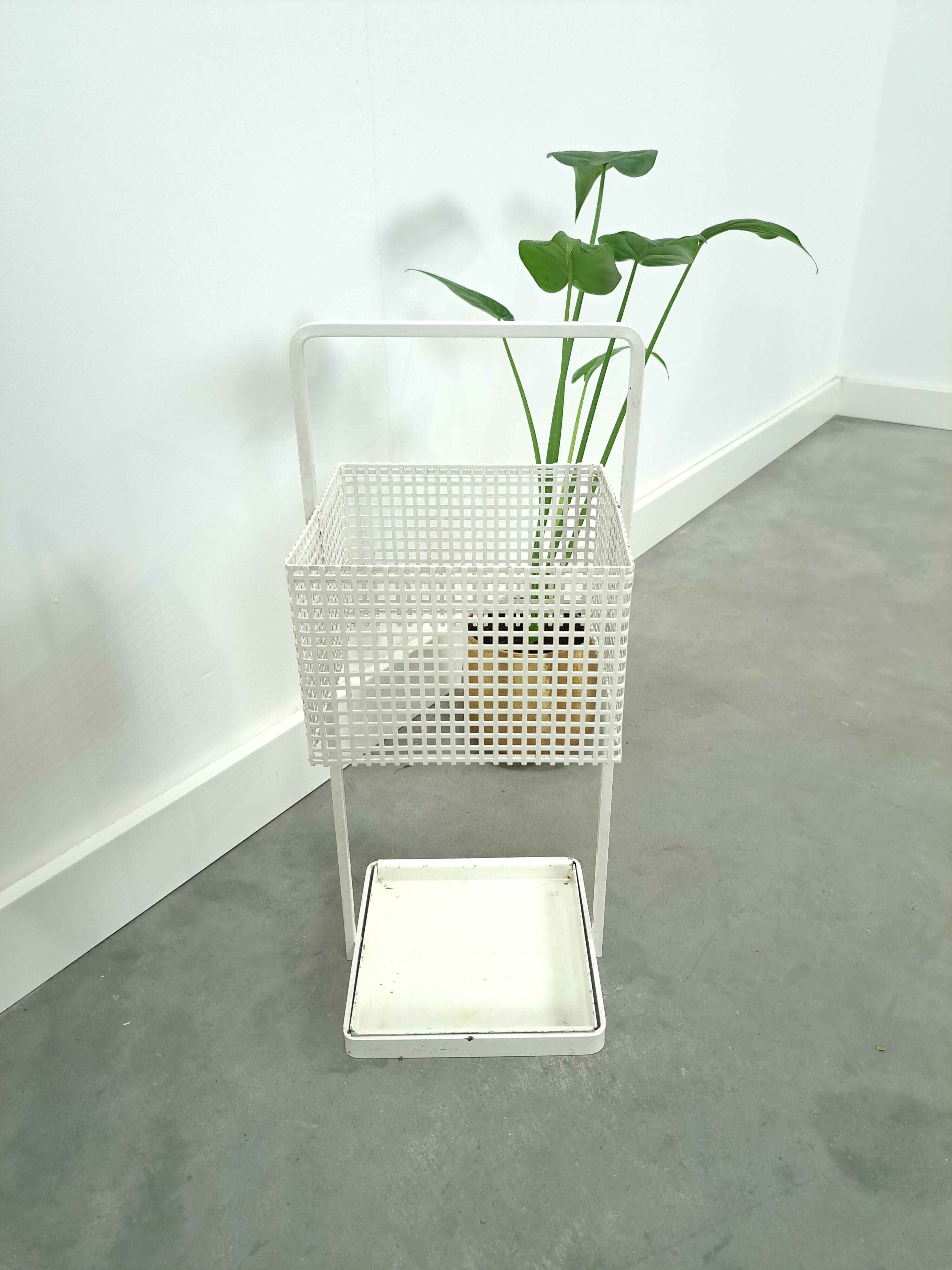 White metal vintage umbrella holder, umbrella stand