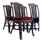Set of 4 rattan chairs, 70s