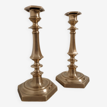 Pair of 19th century bronze candlesticks