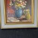 Tableau ancien nature morte "Bouquet de fleurs et pichet" – Huile sur panne