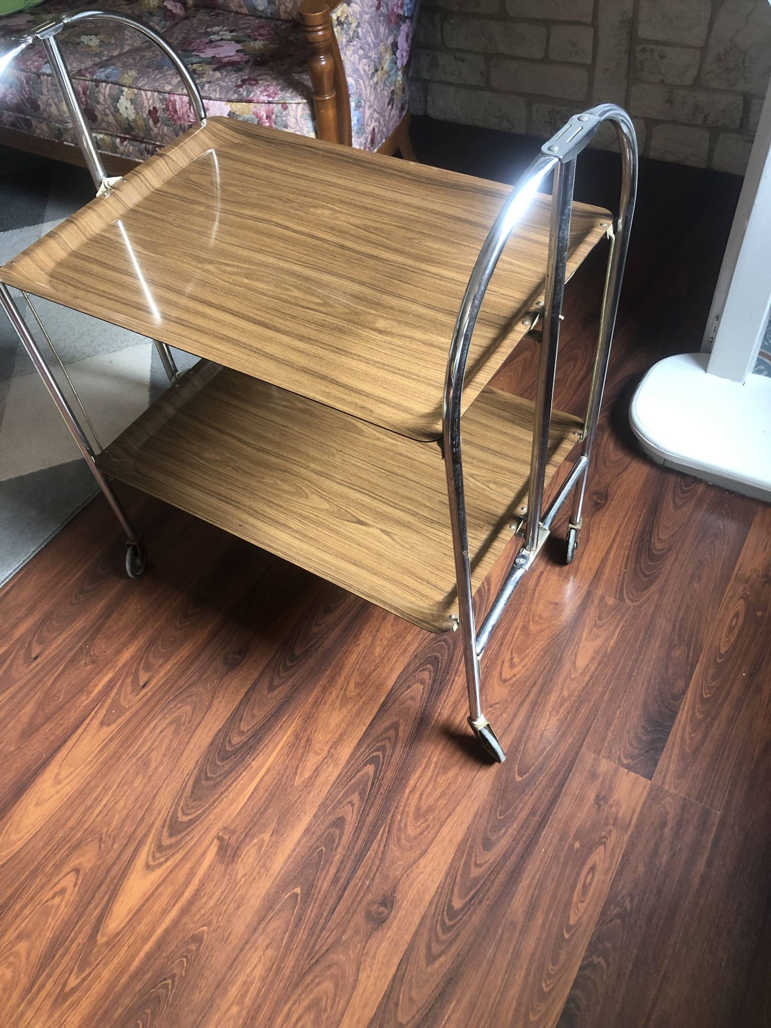 Vintage foldable modular table in formica with chrome legs.