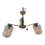 Vintage 70s chandelier with 3 clear glass globes