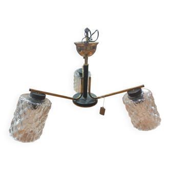 Vintage 70s chandelier with 3 clear glass globes