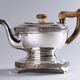 Elegant vintage teapot and support, Silver Plate, Old Sheffield, 19th century