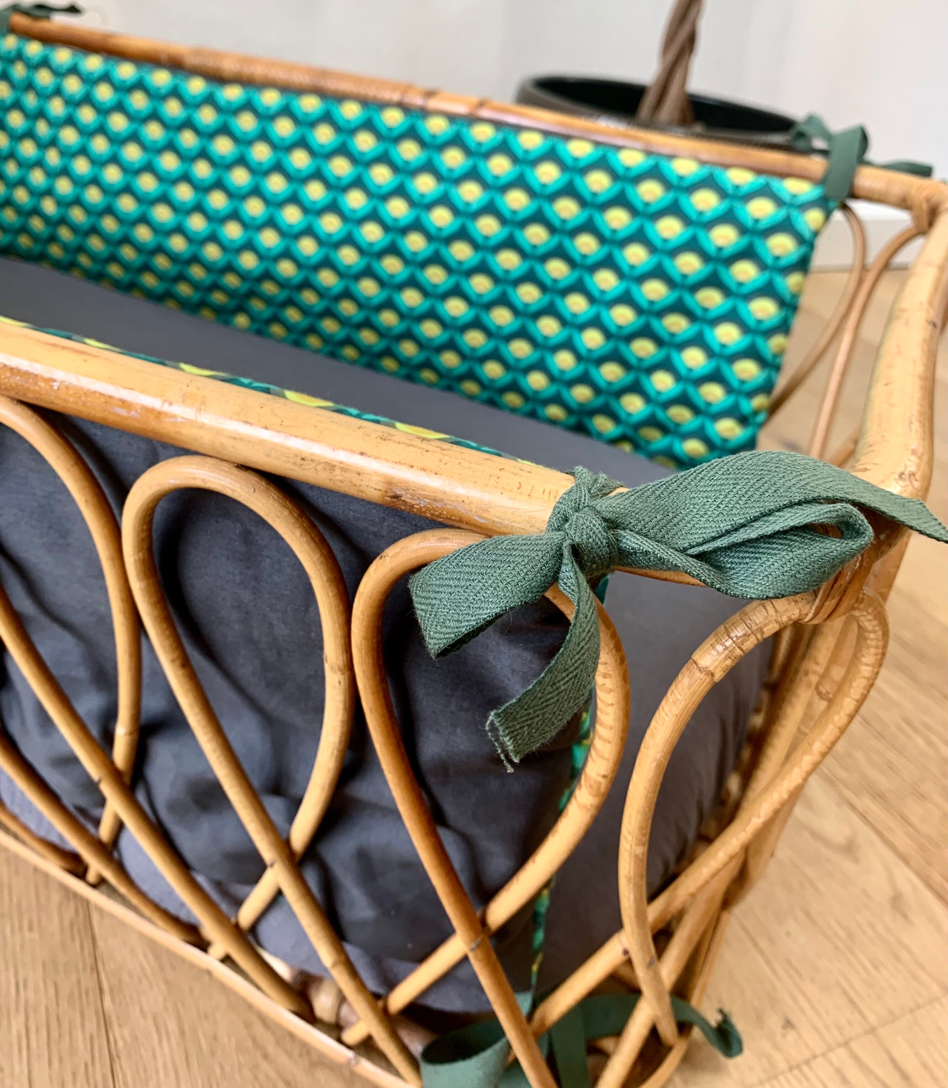 Vintage rattan bassinet