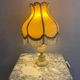 Alabaster lamp, frilled shade with fringes, 1930s-1940s.