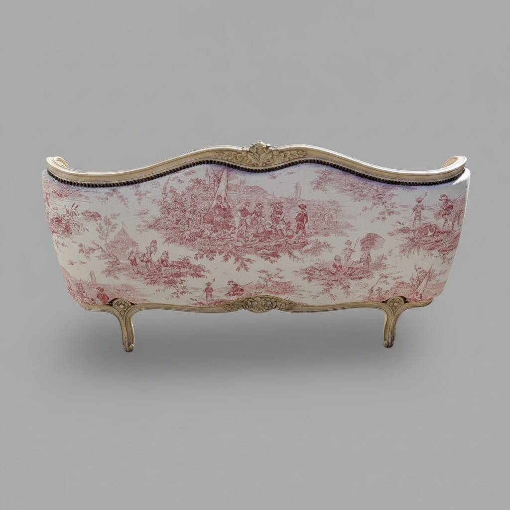 Lit basket in Louis XV style, TOILE DE JOUY tapestry.