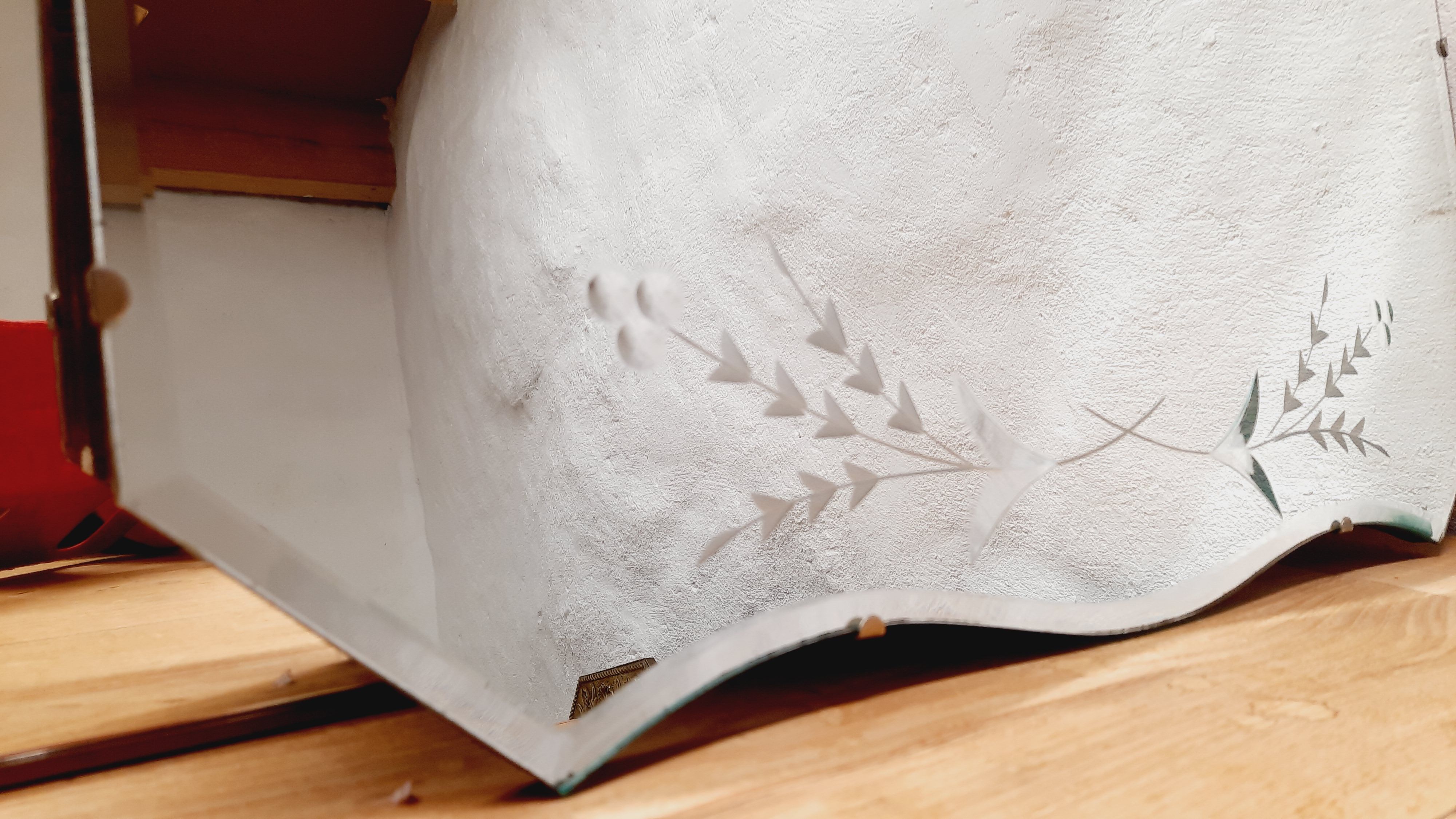 Beveled and chiseled art deco mirror