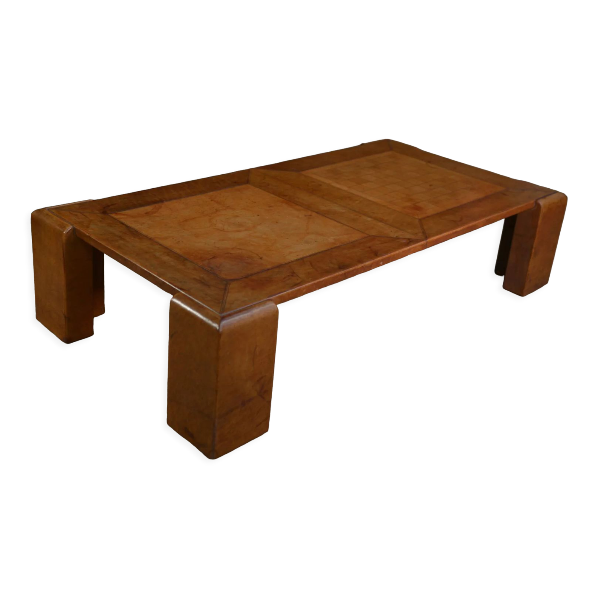 Leather coffee table 1970 " checkers "