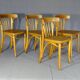 Série de 4 chaises Thonet Art déco bistrot blondes 1930
