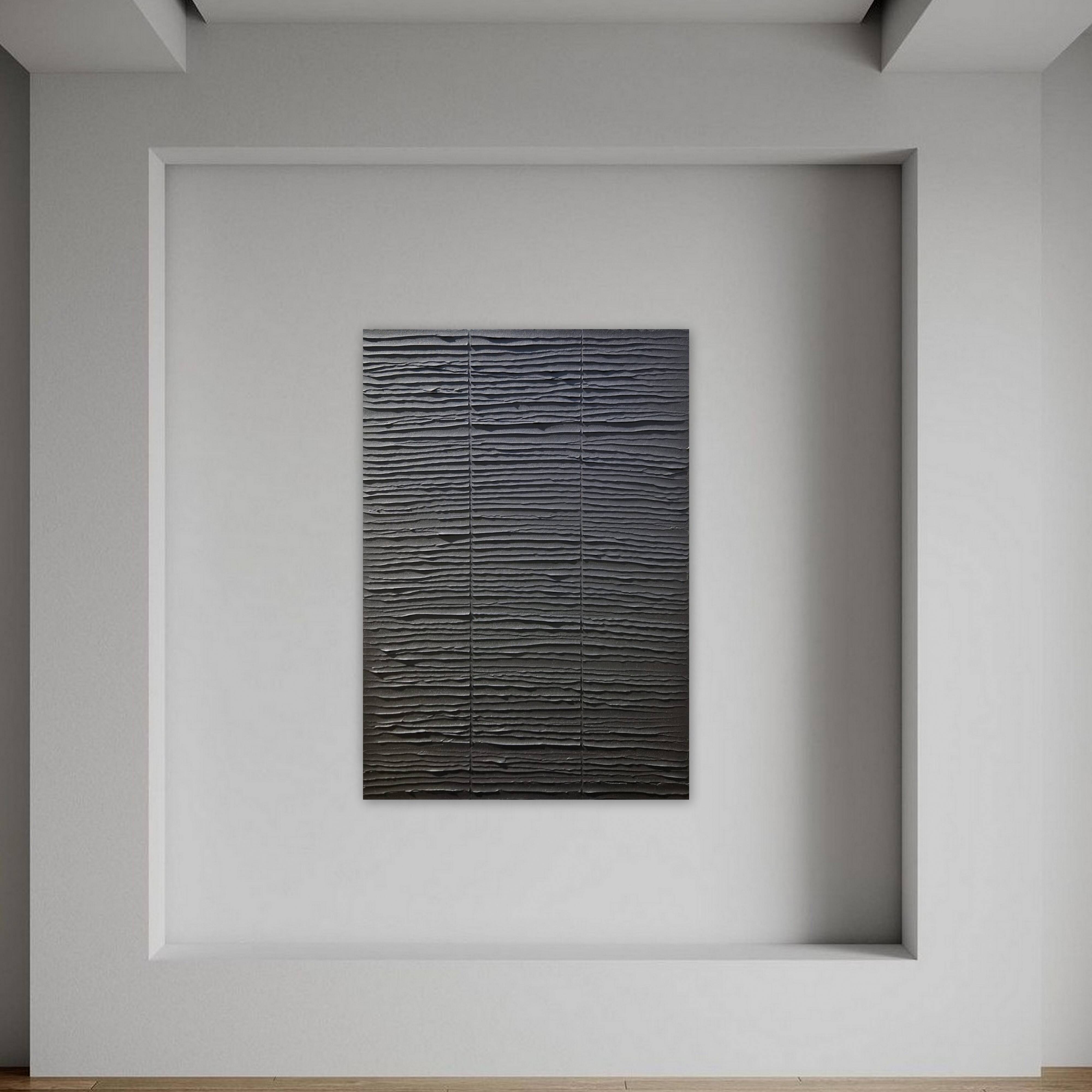 Monochrome minimalist black abstract painting