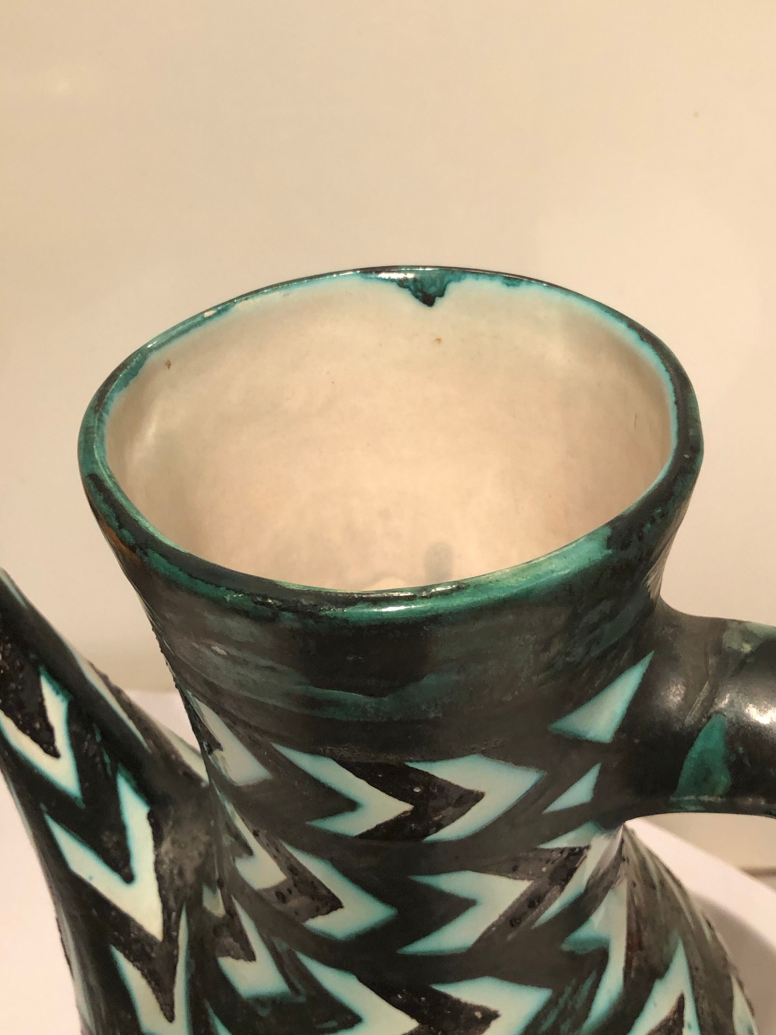 Pitcher vase in ceramics 50/60s Vallauris