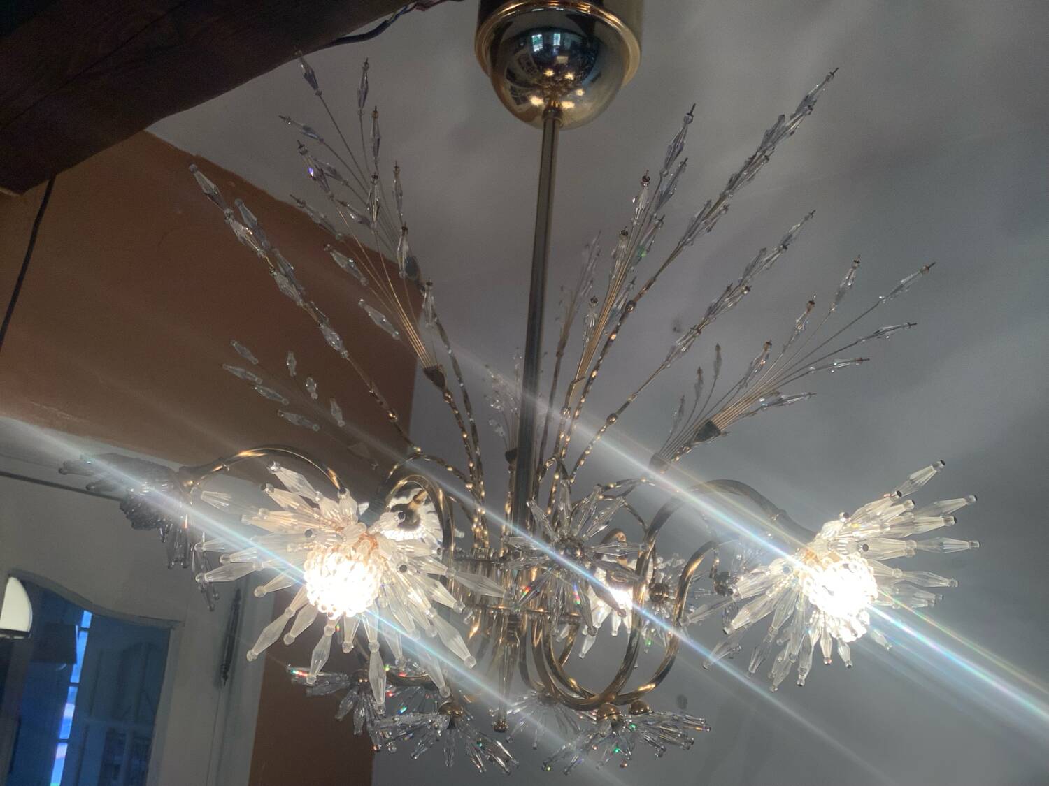 Profili studio chandelier gold plated and Swarovski crystal