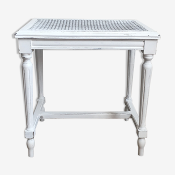 Tabouret de piano patine blanc shabby chic