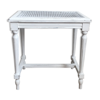 Patina white shabby chic piano stool