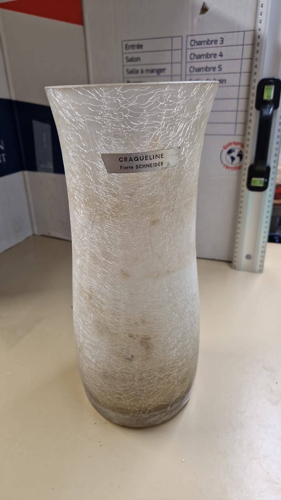 Vintage cracked ceramic vase – Pierre Schneider (1960s/70s)