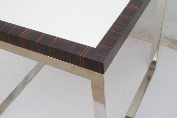 Table Cube en Bois de Rose Chromé 81 cm