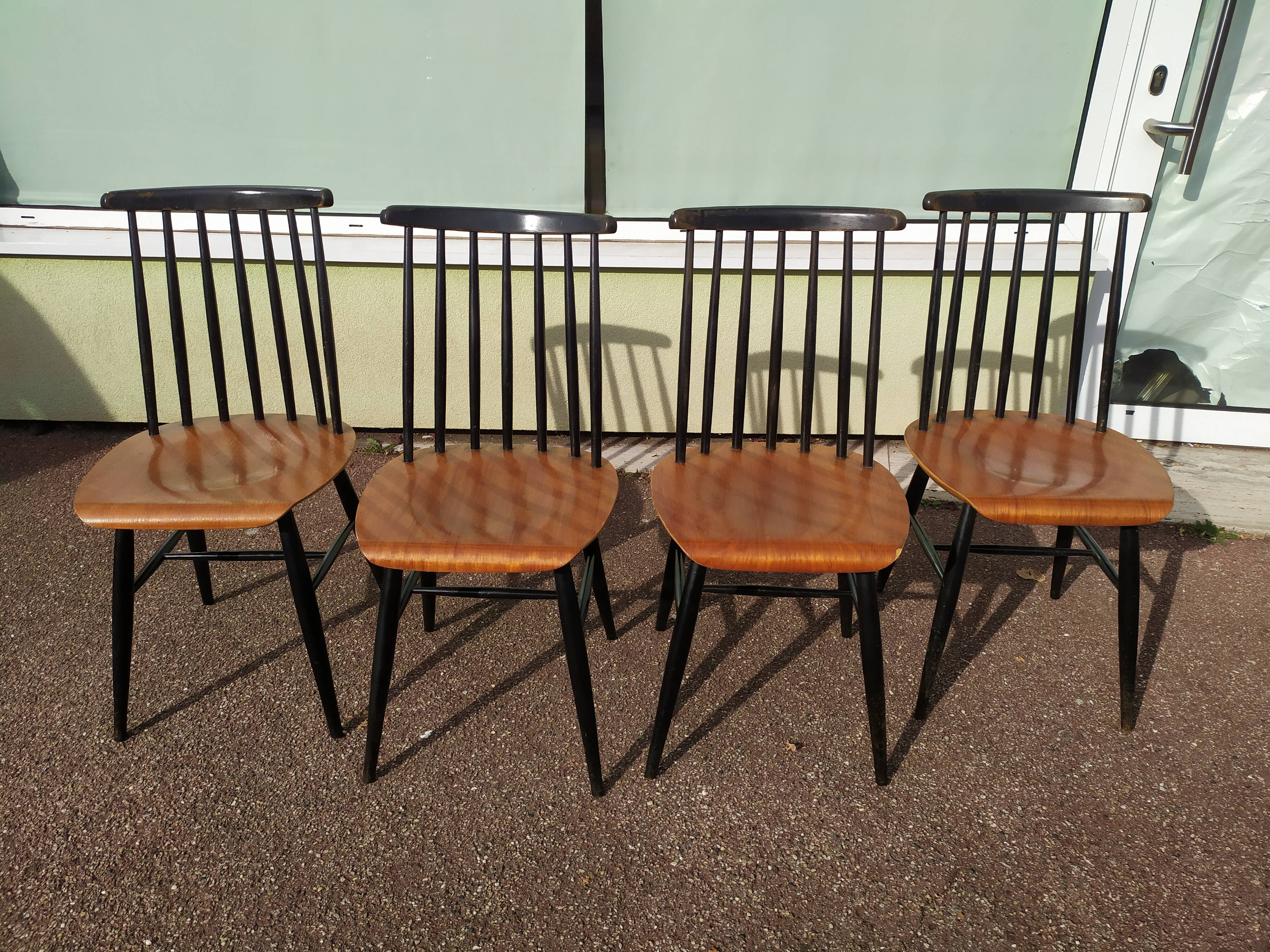 Set of 4 Scandinavian Chairs Fanett by Ilmari Tapiovaara, 60s