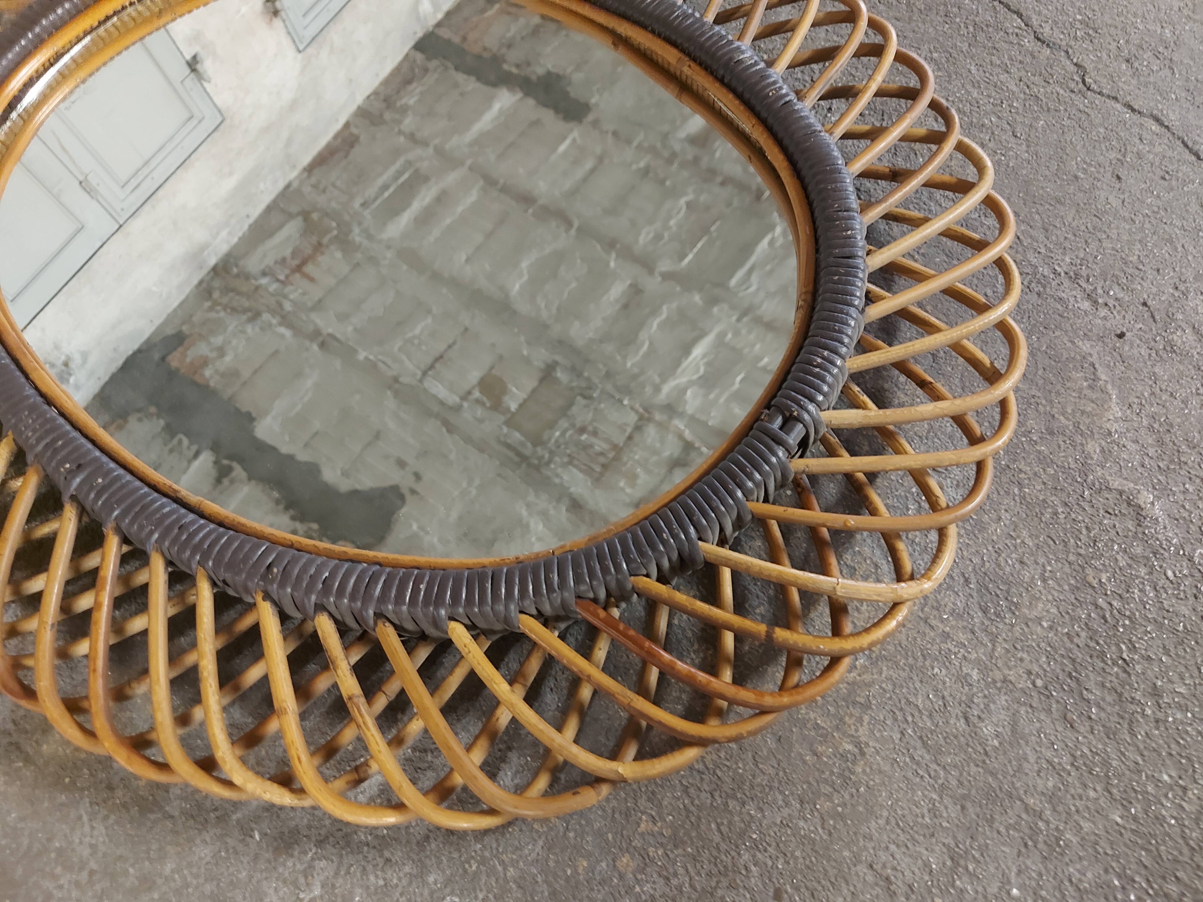 Very large rattan mirror