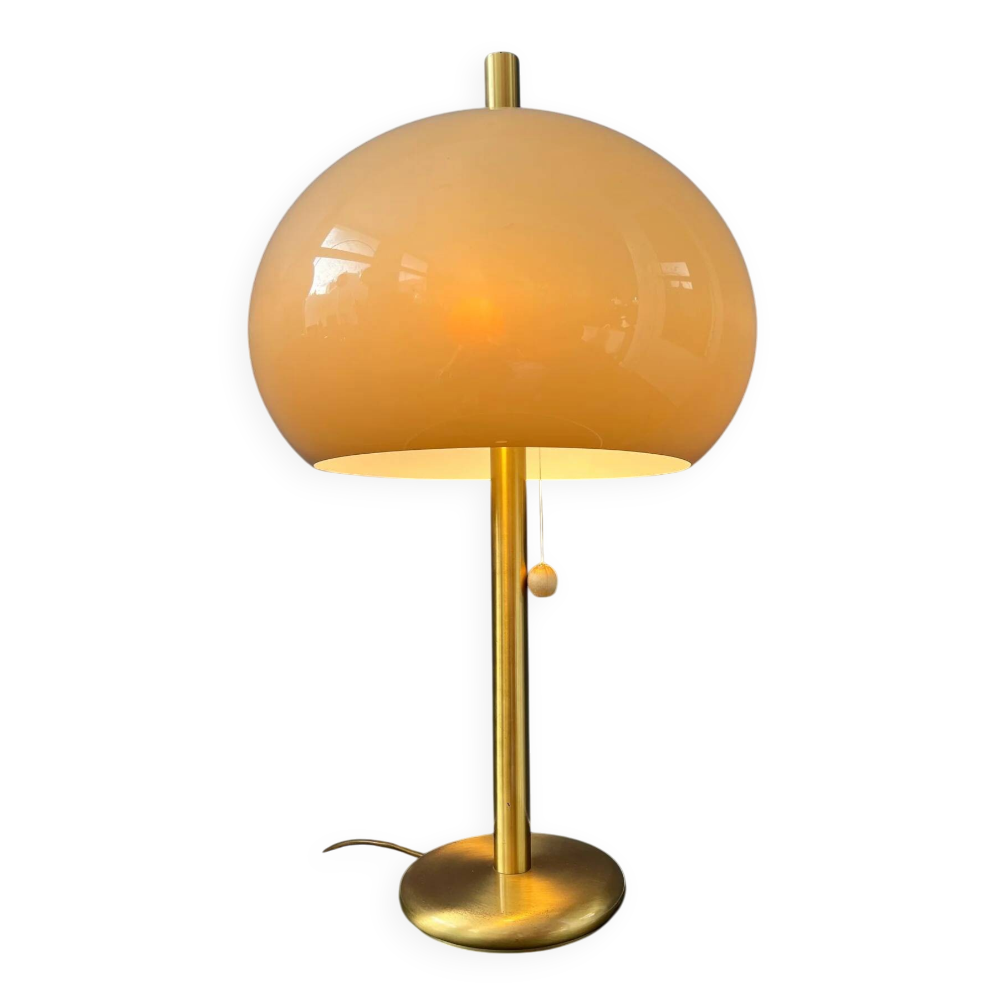 Large vintage brass mushroom space age table lamp