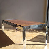 Coffee table in chrome and rosewood metal 1970