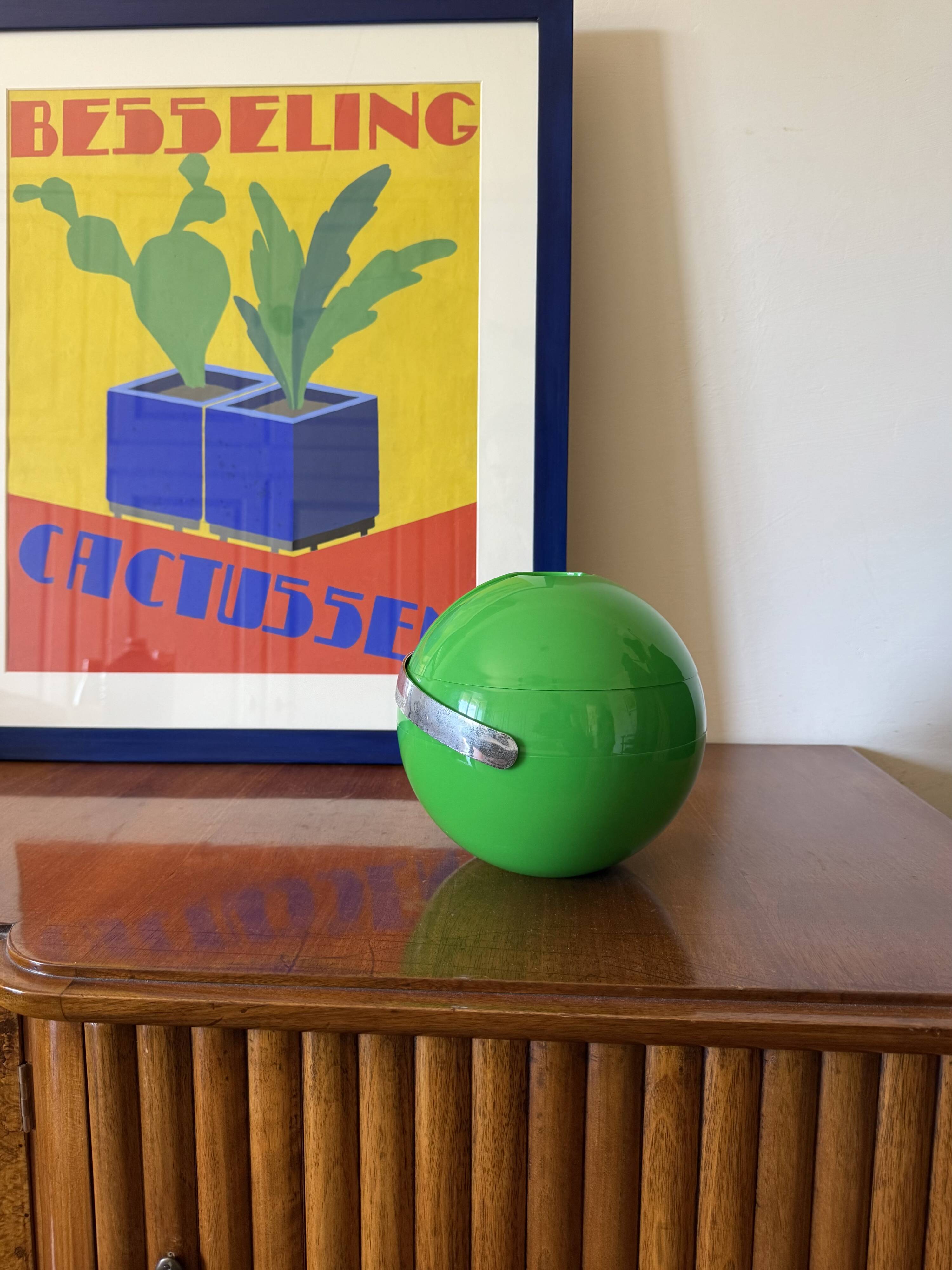 Seau à glace vert Space Age, Guzzini Italie, vers 1970