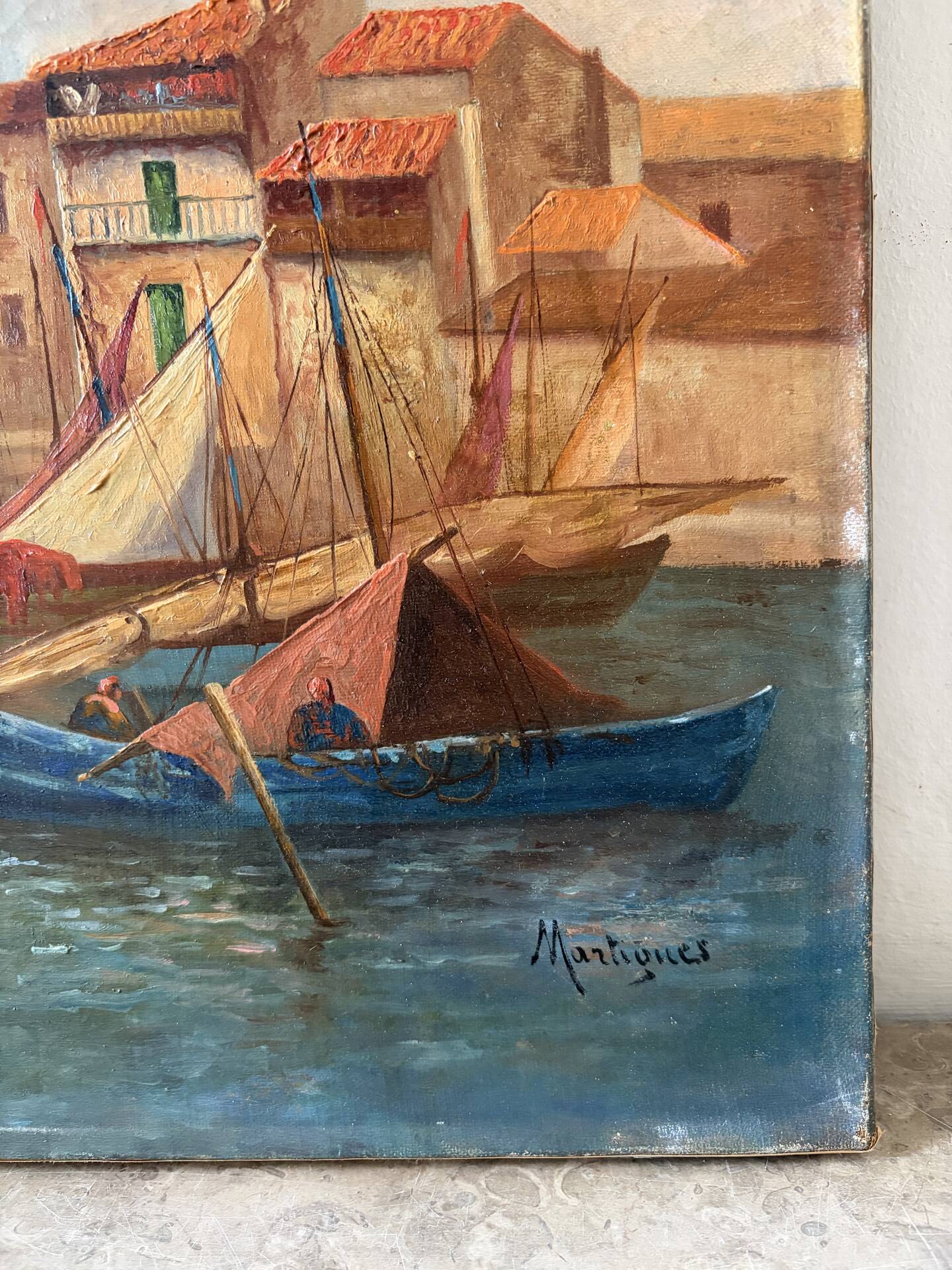 Mediterranean port, oil on canvas