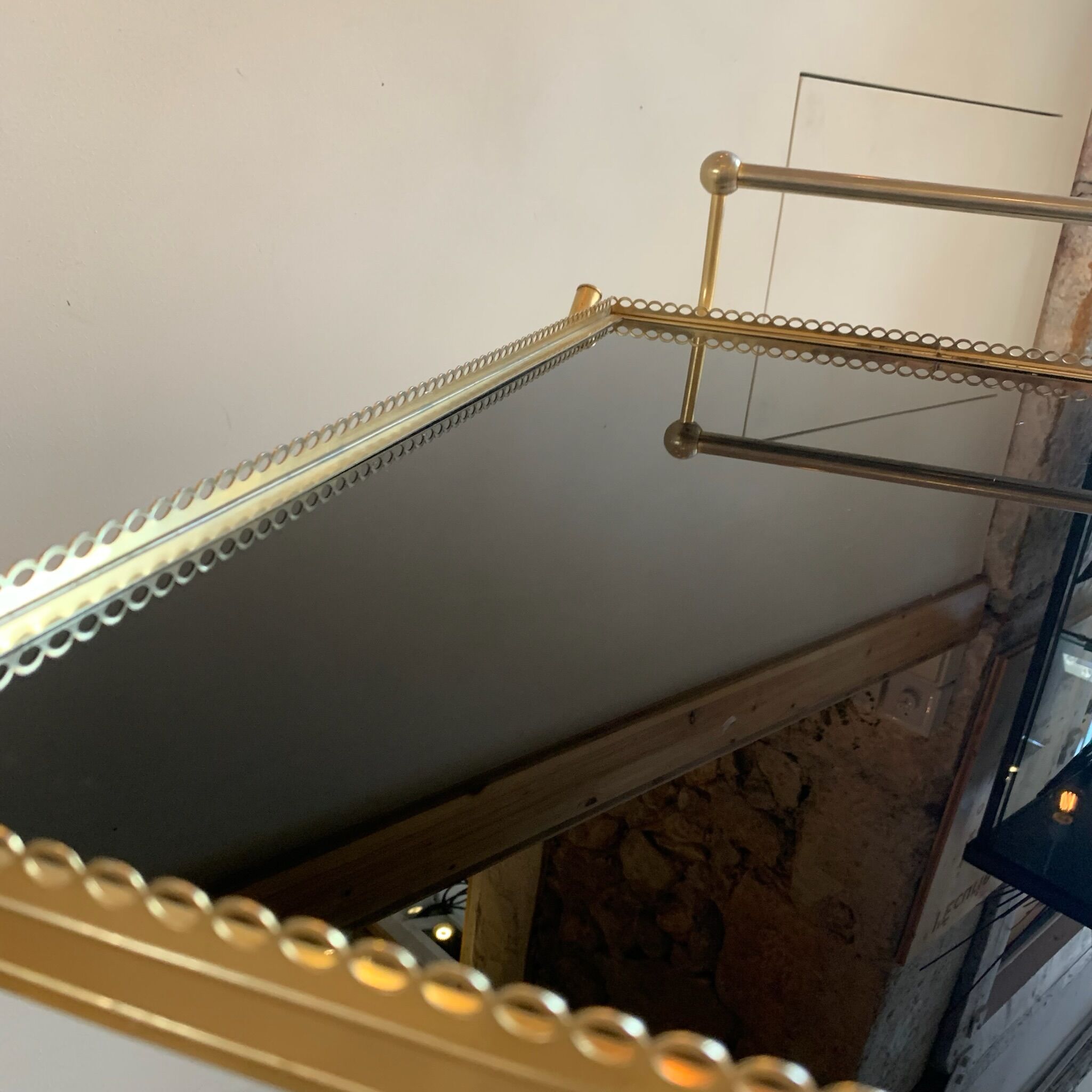 Brass and glass service trolley