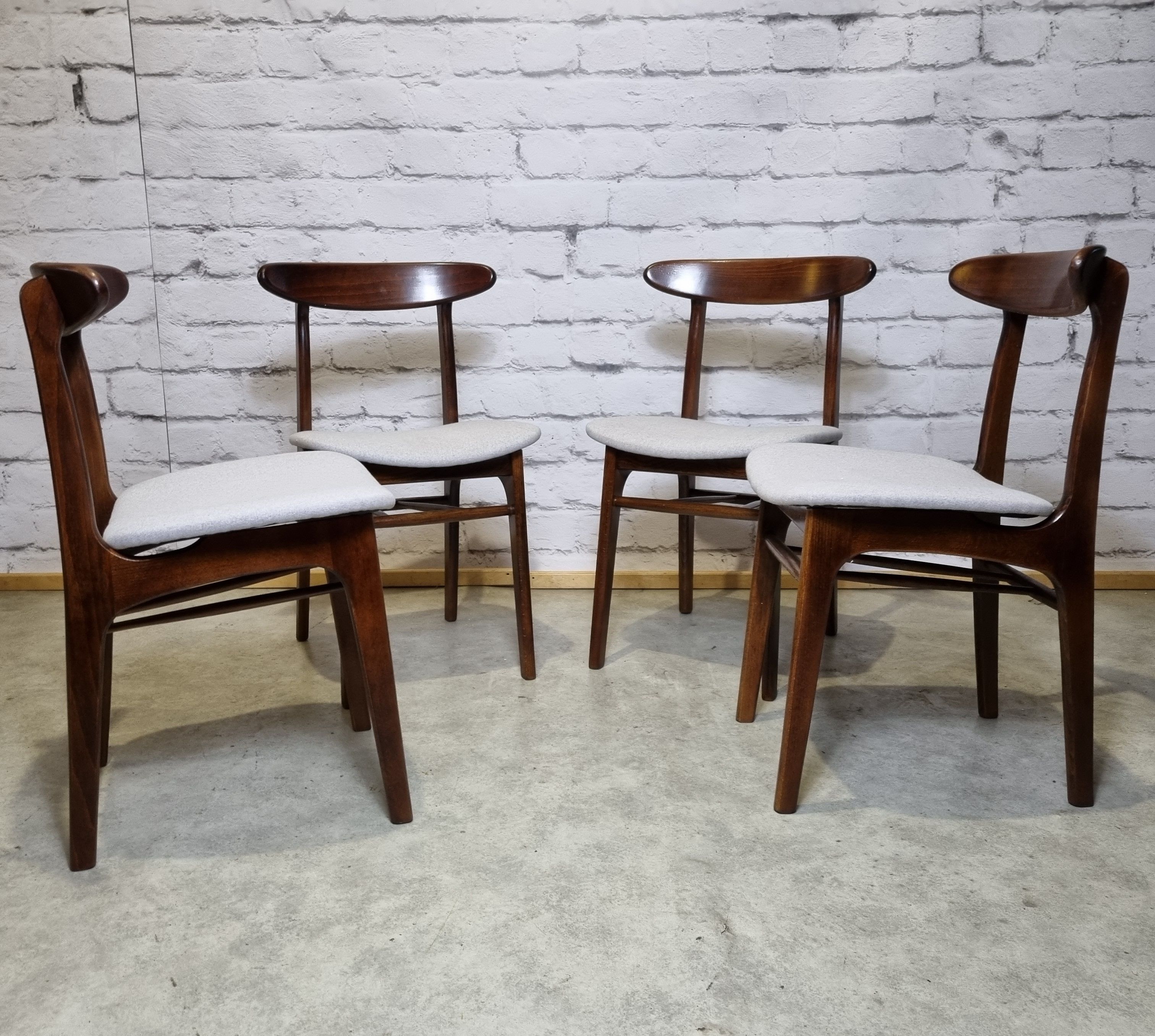 Scandinavian dining chairs, set of 4, 1970's