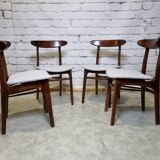 Scandinavian dining chairs, set of 4, 1970's