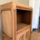 Small Art Deco jam cabinet in carved blonde oak