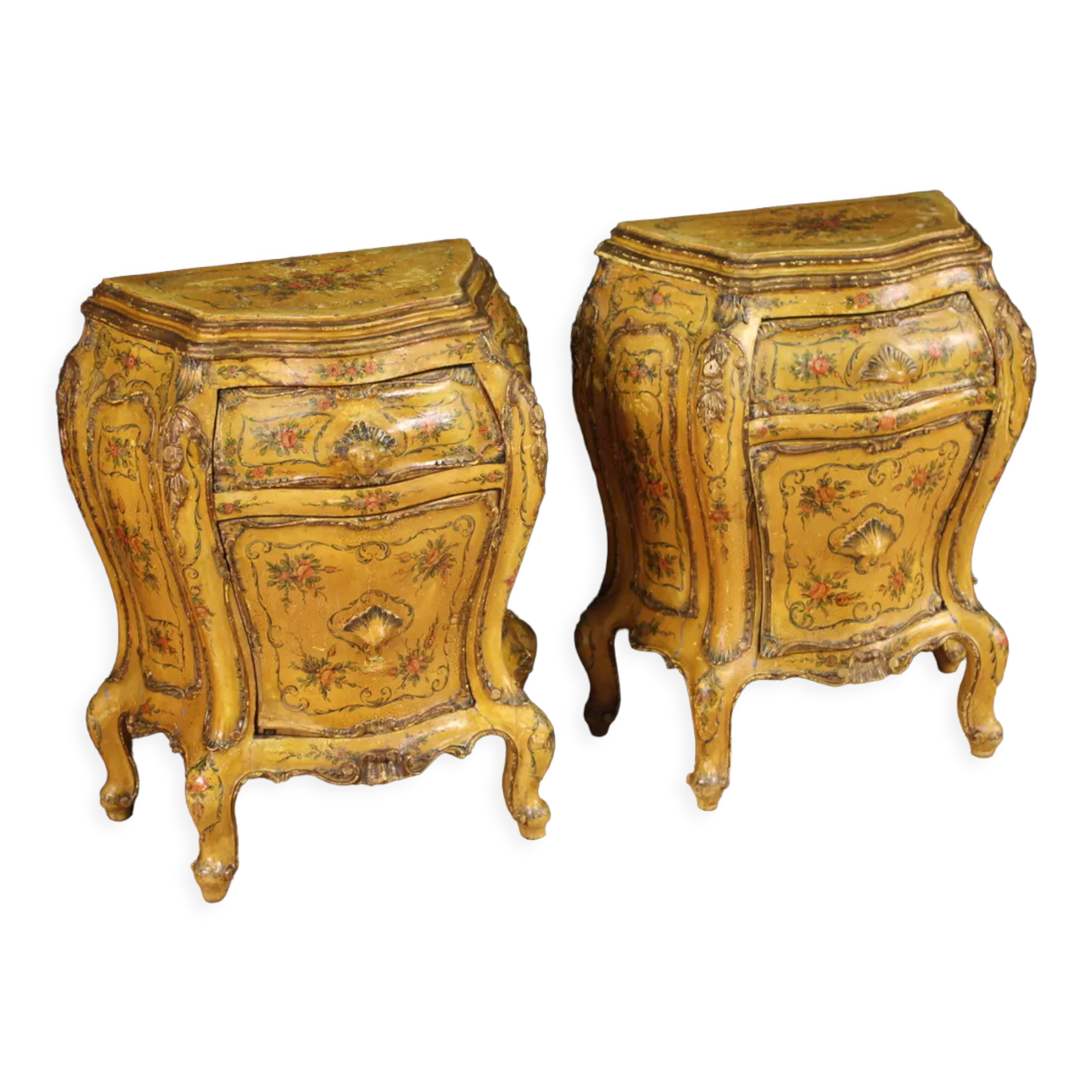 Pair of bedside tables in Venetian style from the 60s