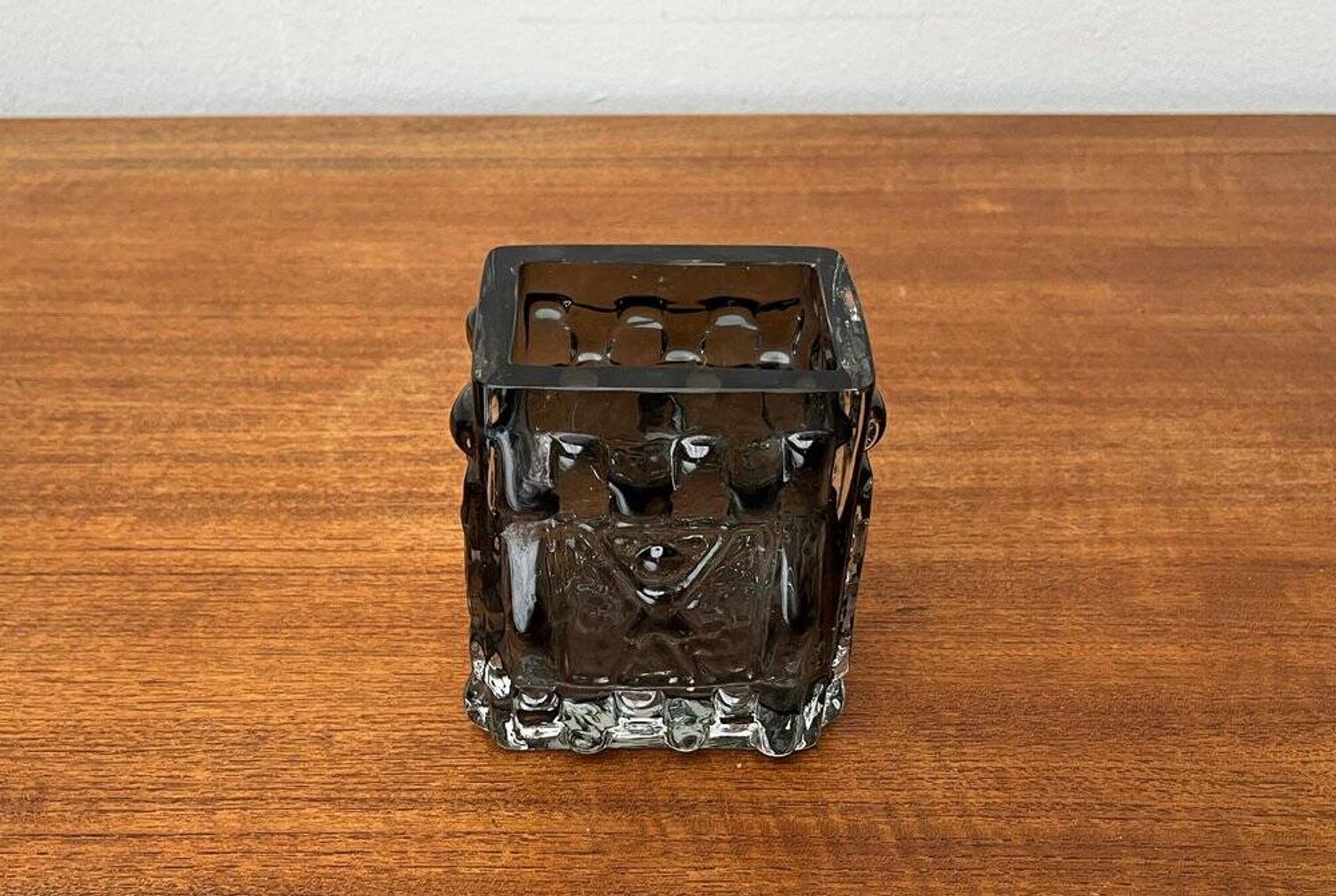 Brutalist bubble glass block vase by Josef Schott for Smålandshyttan, mid-century, 1960s.