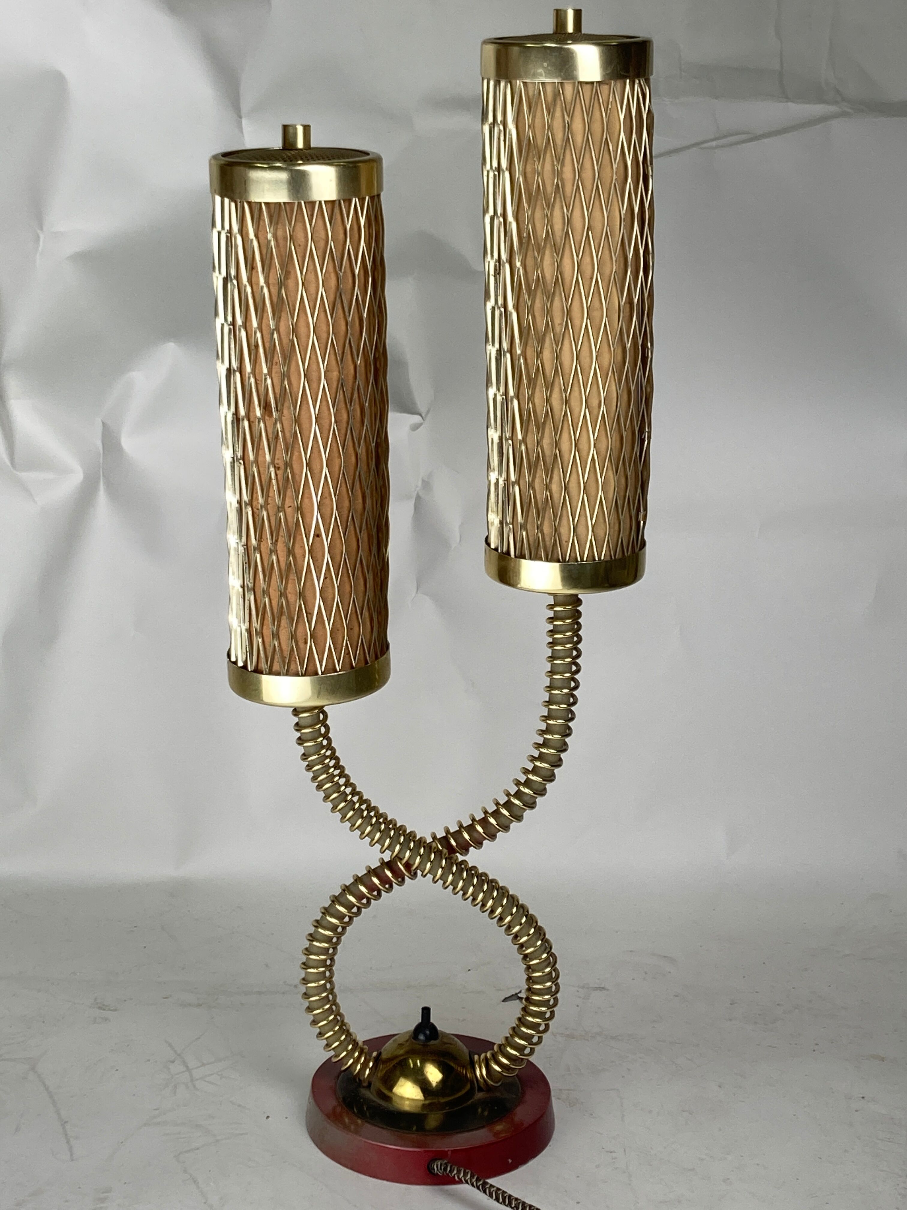 Midcentury brass tubular architectural table lamp, 1960s
