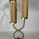 Lampe de table architecturale tubulaire en laiton du milieu du siècle, années 1960