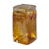 Amber vase made of bubbled glass