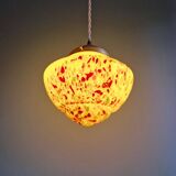 Suspension art déco en verre moucheté multicolore, années 1930