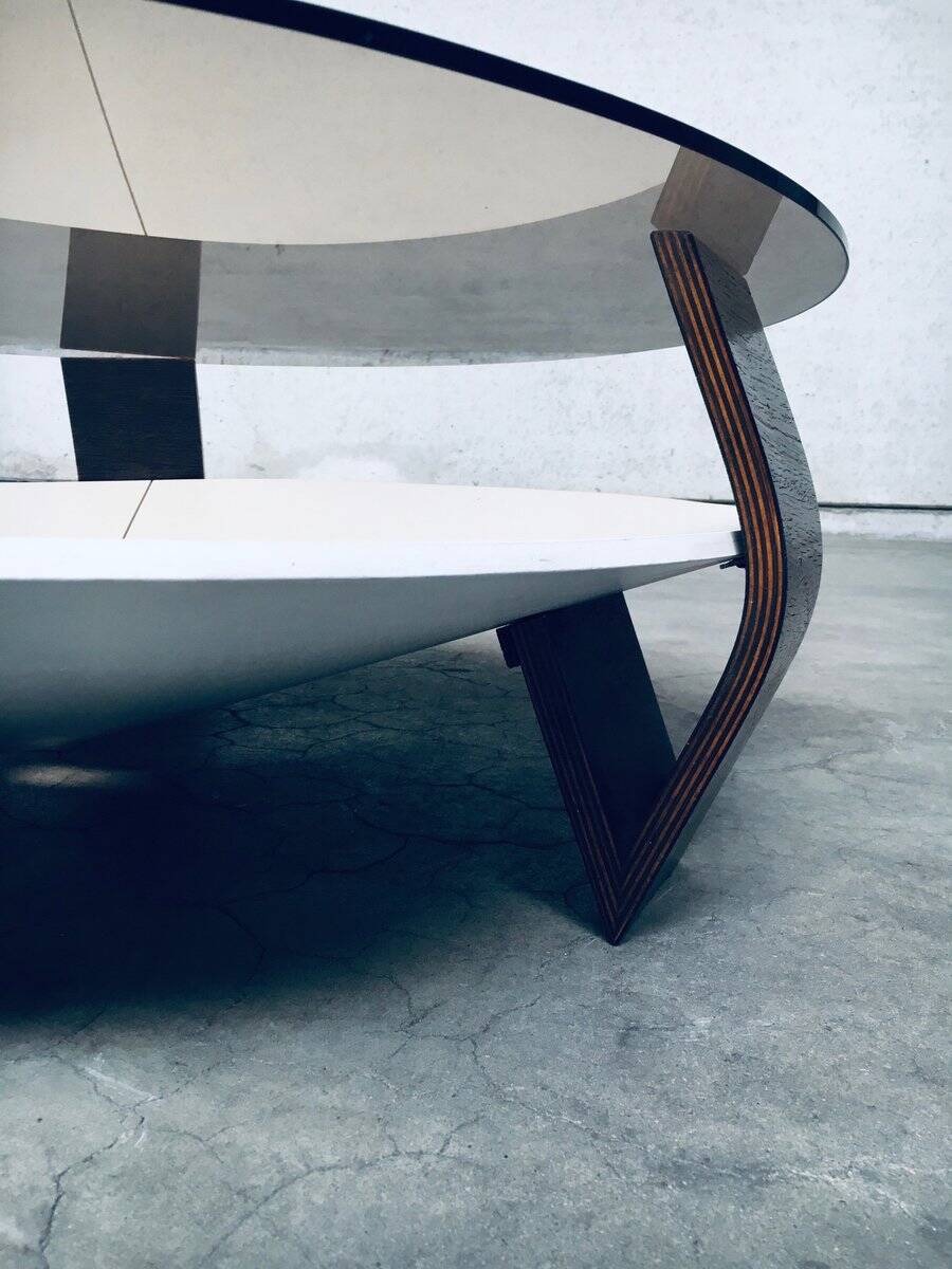 Mid-Century Modern Dutch Wenge & Smoke Glass Coffee Table, Netherlands, 1960s