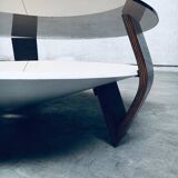 Mid-Century Modern Dutch Wenge & Smoke Glass Coffee Table, Netherlands, 1960s