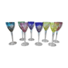 Ensemble de huit verres à vin du Rhin de couleur Saint Louis modèle Chantilly