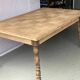 Vintage extendable dining table renovated in marquetry and raw wood