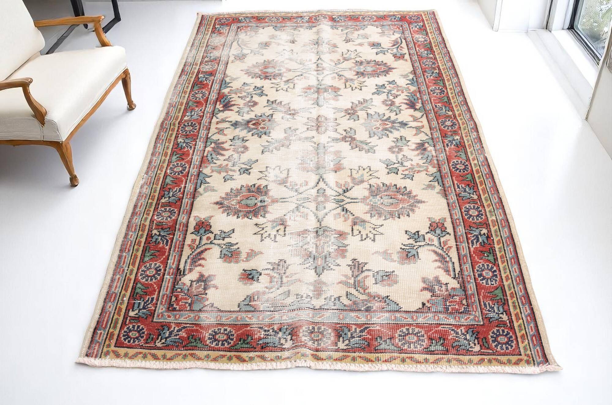 Multicolour Oushak Vintage Turkish Rug-sku-v722