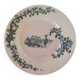 Grande assiette Longwy « Pompadour » vert bleuté – vers 1900