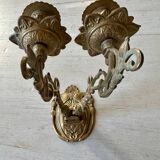 Pair of brass wall candle holders