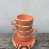 4 salmon ceramic tea or coffee cups
