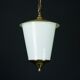 Lanterne suspendue Mid-Century en laiton et verre de Murano lattimo, Italie, années 1950