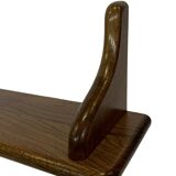 Vintage book shelf wall rack 1970s in dark oak - minimalist design
